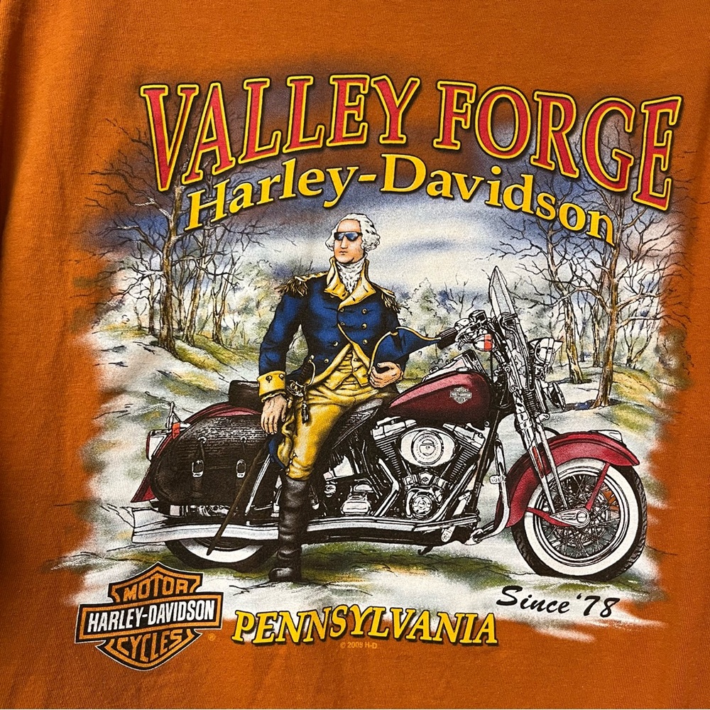 Harley Davidson orange long sleeve shirt Valley Force Pa - Picture 3 of 4